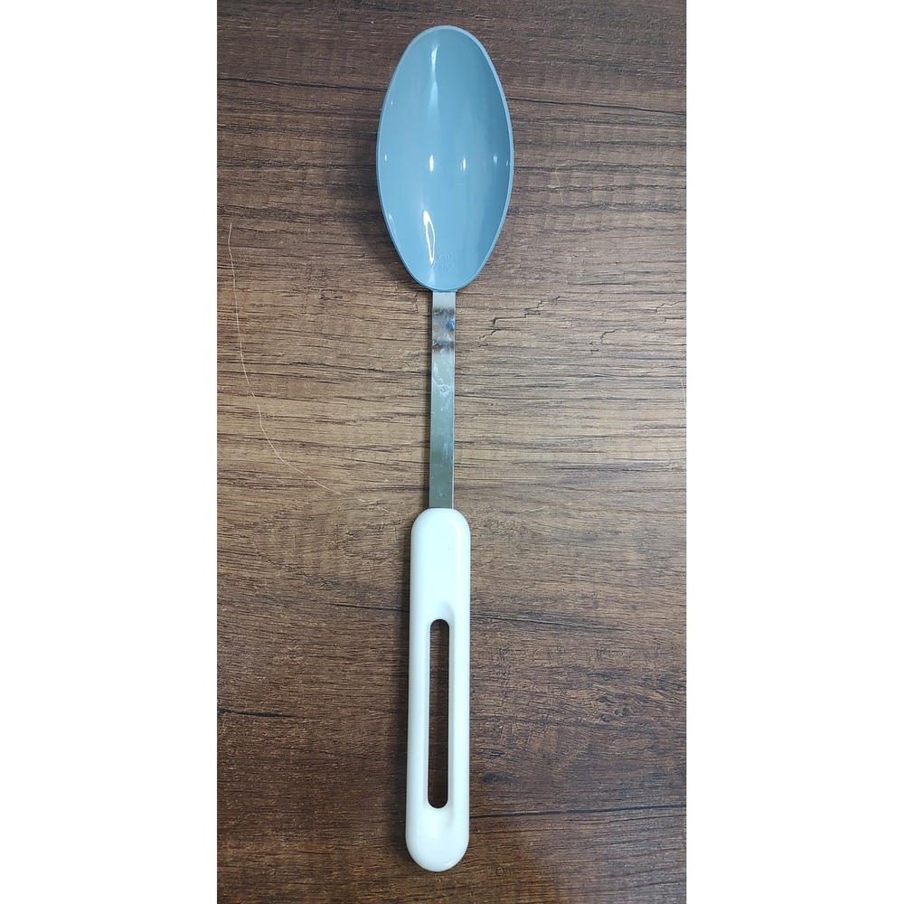Vintage Bonny USA Cooking Spoon Blue White Plastic Metal U91